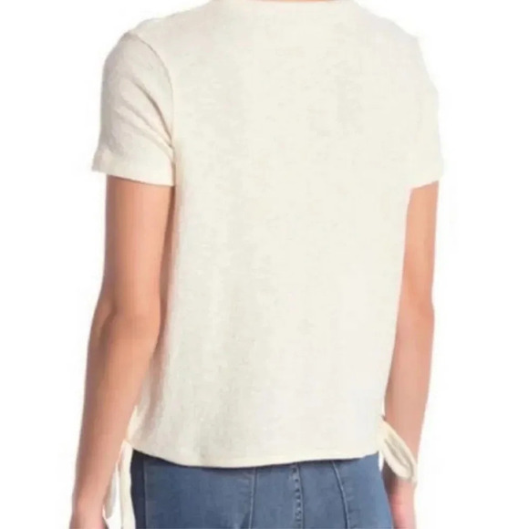 Madewell Texture & Thread Modern Side-Tie Top Sz S Ivory Stretch Boxy Fit - Picture 2 of 6
